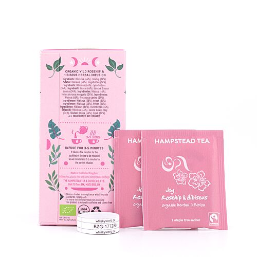 Hampstead Tea BIO Organic Rosehip Hibiscus 20 Teebeutel 30 Gramm Produktbild
