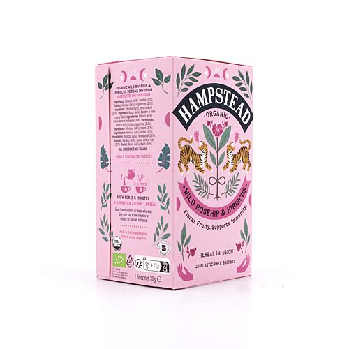 Hampstead Tea BIO Organic Rosehip Hibiscus 20 Teebeutel 30 Gramm Produktbild
