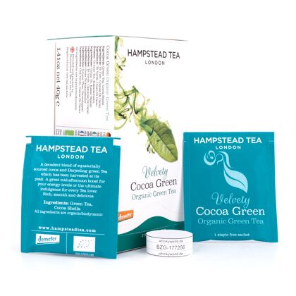 Hampstead Tea BIO Organic Velvety Cocoa Green Tea 20 Teebeutel 40 Gramm