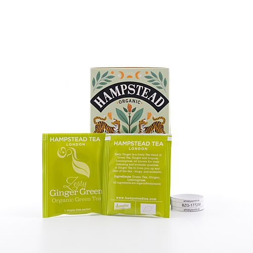 Hampstead Tea BIO Organic Zesty Ginger Green Tea 20 Teebeutel 40 Gramm Produktbild