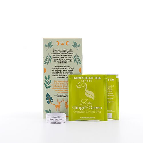 Hampstead Tea BIO Organic Zesty Ginger Green Tea 20 Teebeutel 40 Gramm Produktbild