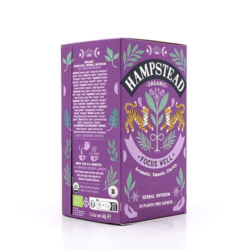 Hampstead Tea Focus Well 20 plastikfreie Teebeutel 40 Gramm Produktbild