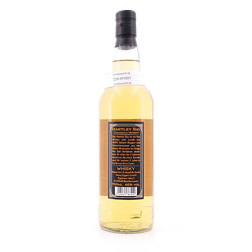 Hartley Bay Canadian Rye Whisky 5 Jahre 2 Jahre Caribean Rum Cask Finish 0,70 Liter/ 46.0% vol Produktbild