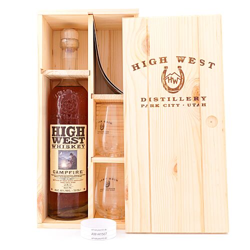High West Campfire Straight Rye, Bourbon, Blended Malt in Holzbox mit 2 Gläser 0,70 Liter/ 46.0% vol Produktbild