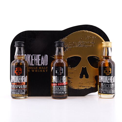 Ian Macleod Smokehead-Set Peated, High Voltage, Rum Rebel je 0,05l Miniaturen 0,150 Liter/ 49.0% vol Produktbild