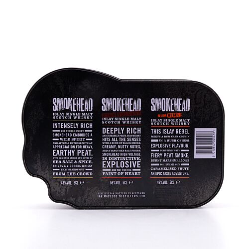 Ian Macleod Smokehead-Set Peated, High Voltage, Rum Rebel je 0,05l Miniaturen 0,150 Liter/ 49.0% vol Produktbild