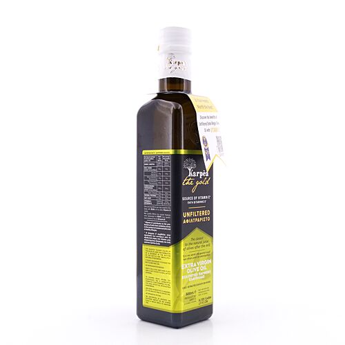 Karpea The Gold NAtives Olivenöl Extra Virgin Unfiltered 0,50 Liter Produktbild