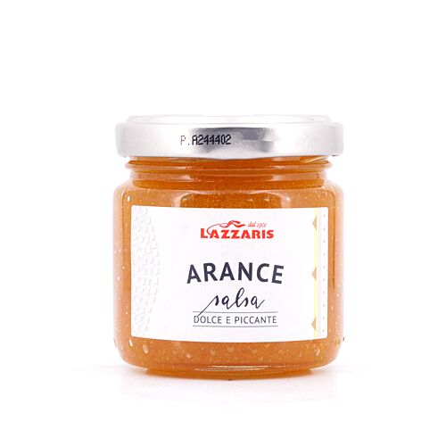 Lazzaris Orangen-Sauce aus kandierten Früchten mit Senfaroma Orangen Sauce Süß-Scharf 120 Gramm Produktbild