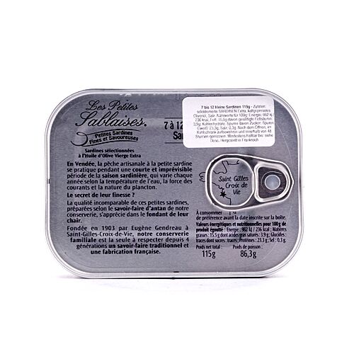 Le Trésor des Dieux Kleine Sardinen ´Les Petites Sablaises´ 115g 86,30 Gramm Abtropfgewicht Produktbild