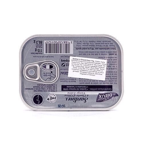 Le Trésor des Dieux Sardinen in Olivenöl Extra Label Rouge 115g 86,30 Gramm Abtropfgewicht Produktbild