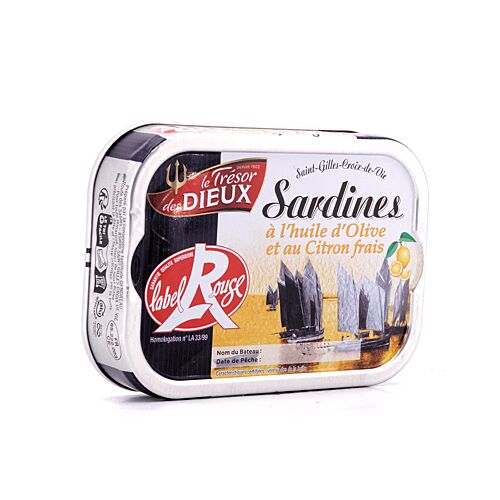 Le Trésor des Dieux Sardinen mit Zitrone in Olivenöl Label Rouge 115g 86,30 Gramm Abtropfgewicht Produktbild