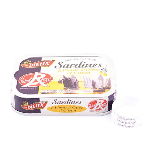 Le Trésor des Dieux Sardinen mit Zitrone in Olivenöl Label Rouge 115 Gramm Produktbild