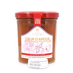 Maison Francis Miot Coeur d`Amour Konfitüre aus Aprikose, Mango, Passionsfrucht, Pfirsich & Champagner, mit Rohrzucker Produktbild