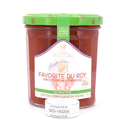 Maison Francis Miot Favorite Du Roy /Aprikose, Pfirsich & Himbeere Fruchtaufstrich ohne Zucker 320 Gramm Produktbild