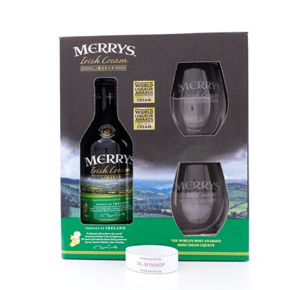 Merrys Irish Cream mit 2 Stück Merrys Gläser 0,70 Liter/ 17.0% vol