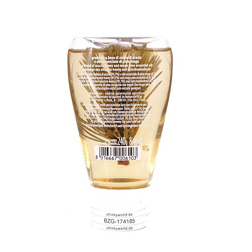 Mieli Thun Alpino Melange aus Akazienhonig und Latschenkieferöl mit Kieferknospe in Spenderflasche 240 Gramm Produktbild