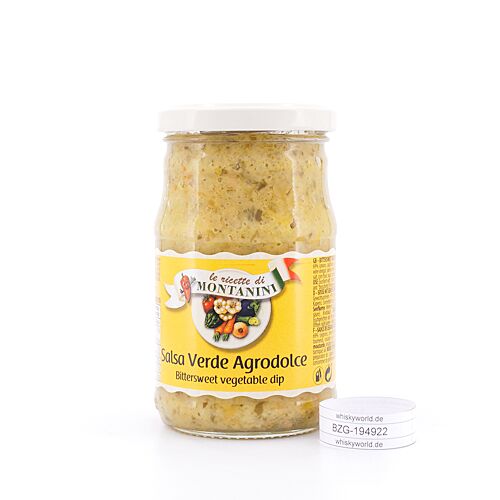 Montanini Salsa Verde Agrodolce Grüne Soße mit Gemüsemischung süß-sauer 280 Gramm Produktbild