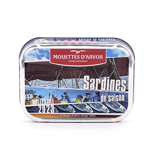 Mouettes d'Arvor Jahrgangs- Sardinen in Olivenöl Jahrgang 2023 115g 87 Gramm Abtropfgewicht Produktbild