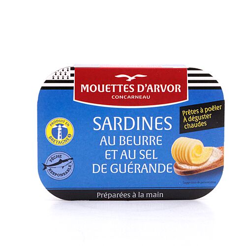 Mouettes d'Arvor Sardinen mit Butter und Guérande Salz  115 Gramm Produktbild