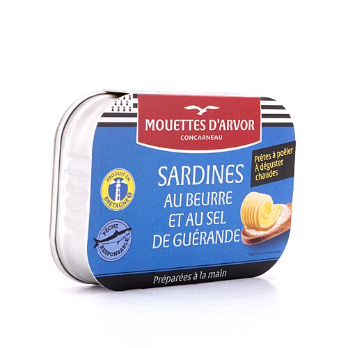 Mouettes d'Arvor Sardinen mit Butter und Guérande Salz  115 Gramm Produktbild
