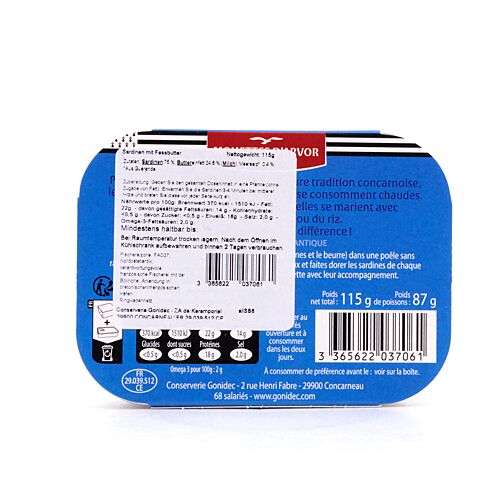 Mouettes d'Arvor Sardinen mit Butter und Guérande Salz  115 Gramm Produktbild