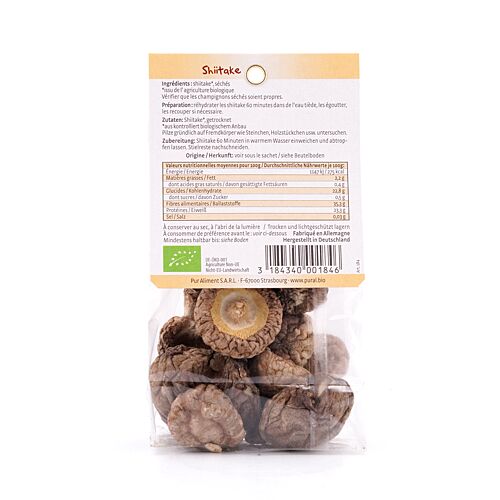 Pural Shiitake luftgetrocknete Hüte 20 Gramm Produktbild