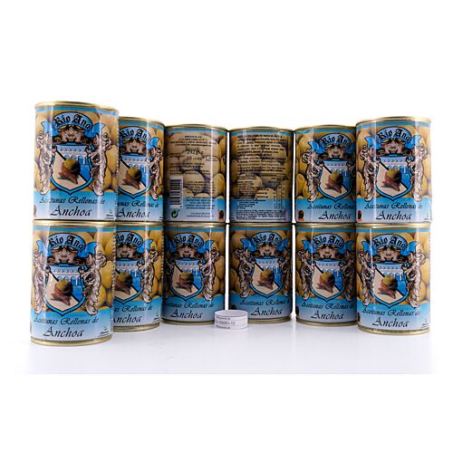 Rio Ana Aceitunas Rellenas de Anchoa Grüne Oliven gefüllt mit Sardellenpaste im 12er Vorteilspack 3,504 KG Produktbild