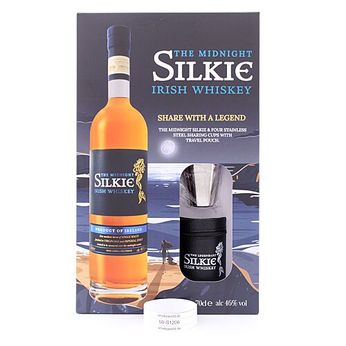 Silkie The Legendary The Midnight Blended Irish Whiskey in Geschenkpackung mit 4 Cups & 1 Travel Pouch 0,70 Liter/ 46.0% vol Produktbild