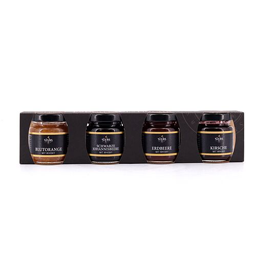 Slyrs Fruchtaufstrich-Set mit Alkohol 4 Sorten × 50 g 200 Gramm/ 7.0% vol Produktbild