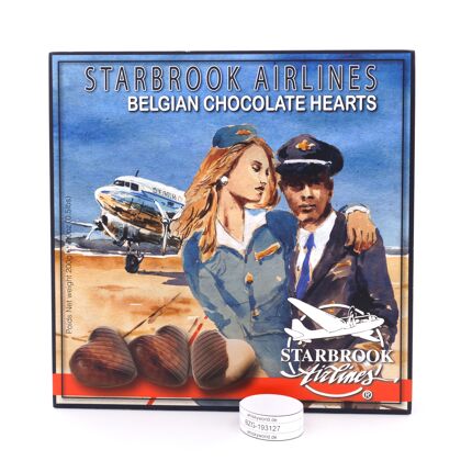 Starbrook Airlines 20 Belgische Schokoladenherzen 200 Gramm Packung 200 Gramm