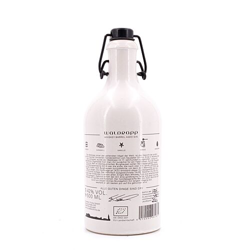 Taube BIO Gin Waldrap JAZU Whisky Barrel Aged Steinzeugflasche mit Bügelverschluß 0,50 Liter/ 42.0% vol Produktbild