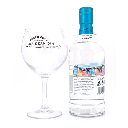 Tobermory Hebridean Gin mit Tobermory Gin Glas 0,70 Liter/ 43.3% vol Produktbild