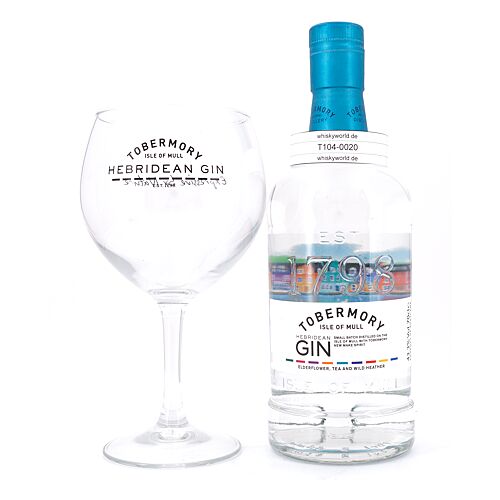 Tobermory Hebridean Gin mit Tobermory Gin Glas 0,70 Liter/ 43.3% vol Produktbild