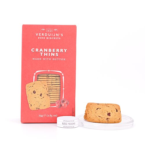 Verduijn's Cranberry Thins Buttergebäck mit Preiselbeeren 75 Gramm Produktbild