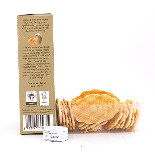 Verduijn's Mustard Wafers Käse-Waffeln mit Honig und Senf 75 Gramm Produktbild