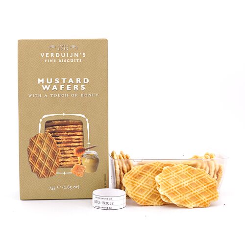 Verduijn's Mustard Wafers Käse-Waffeln mit Honig und Senf 75 Gramm Produktbild